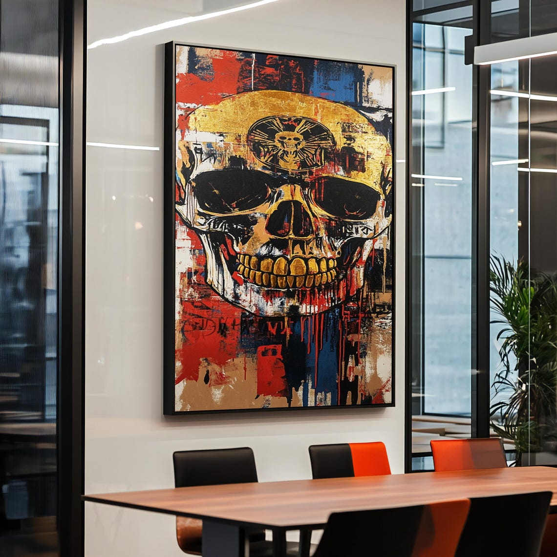 Framed Tibetan Skull Art Print Golden Street Style