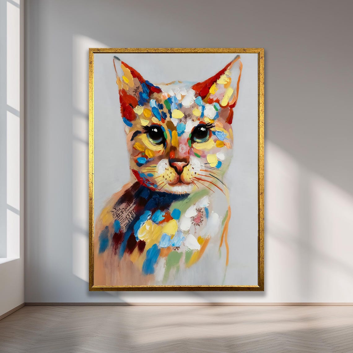 Colorful Kitten Art Print Abstract Cat Painting With Bright Hues