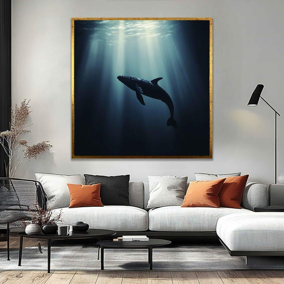 Mystic Whale Wall Art Deep Sea Animal Print Ocean Decor For Modern Interiors