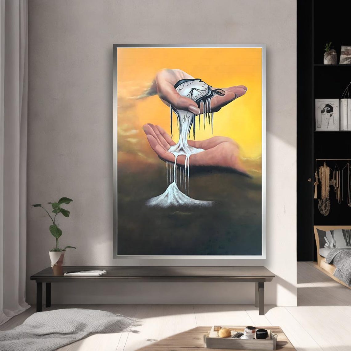 Surreal Time Melting Clock Canvas Abstract Wall Art
