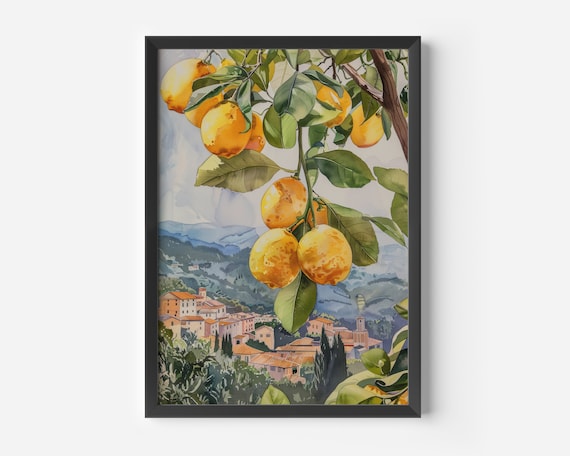 Mediterranean Lemon Poster, Summer Fruit Art