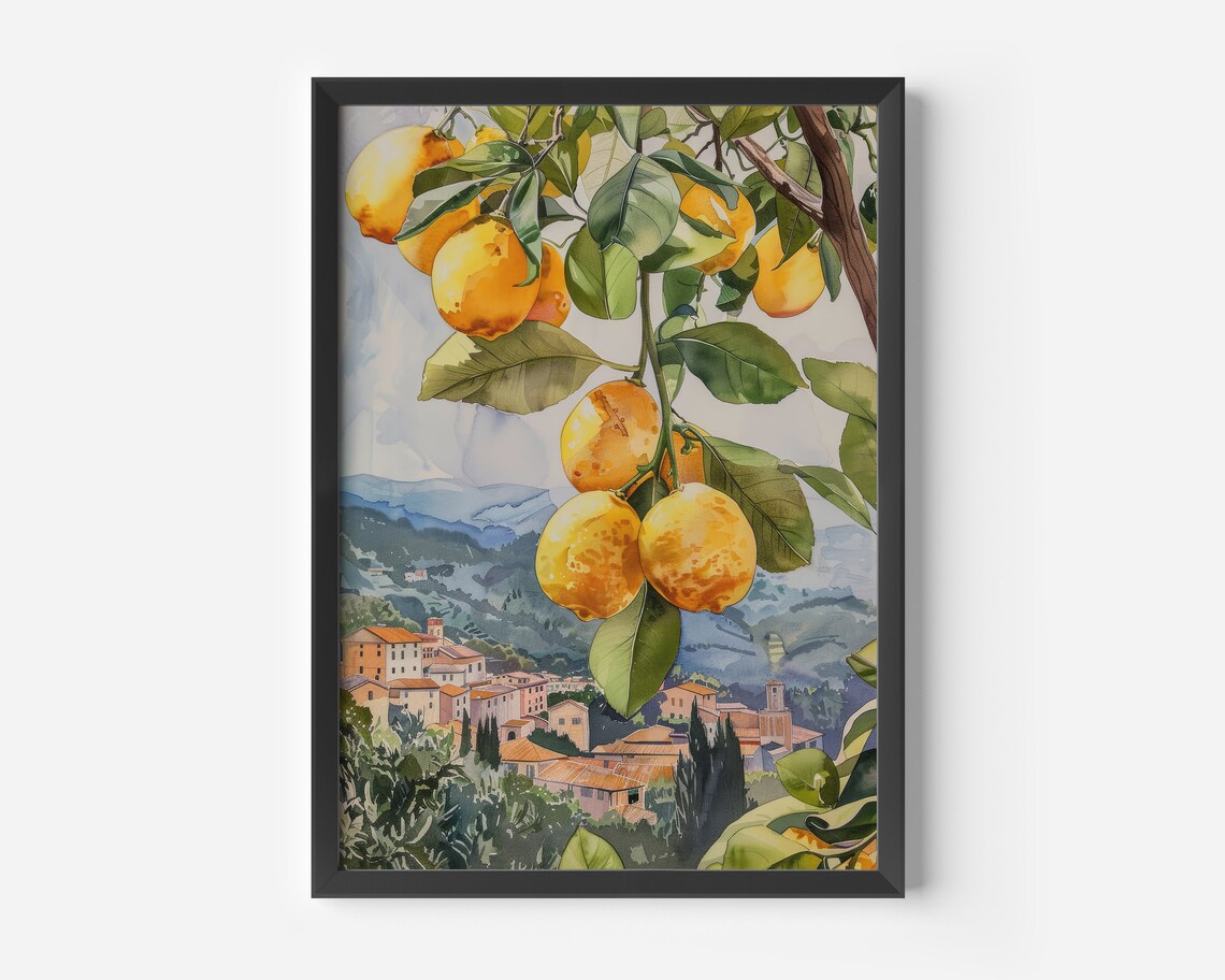 Mediterranean Lemon Poster, Summer Fruit Art