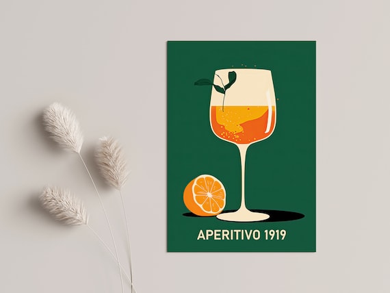 Aperol Spritz Retro Look Vintage Art Print