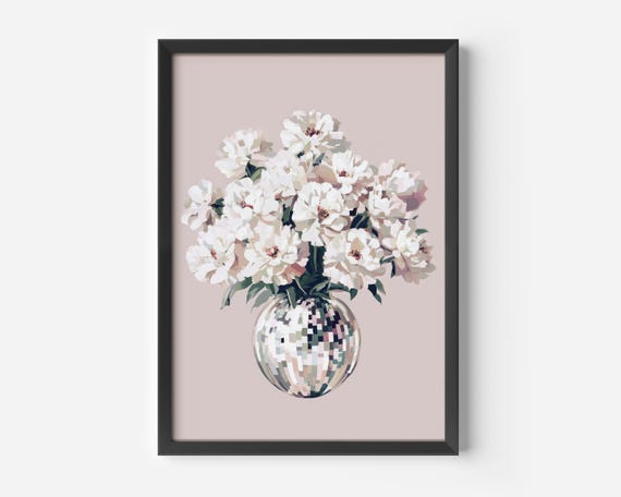Floral Art For The Living Room Scandi Flower Posters Delicate White And Pink Illustrations Stylish Prints Hallways Bedrooms Office Pictures