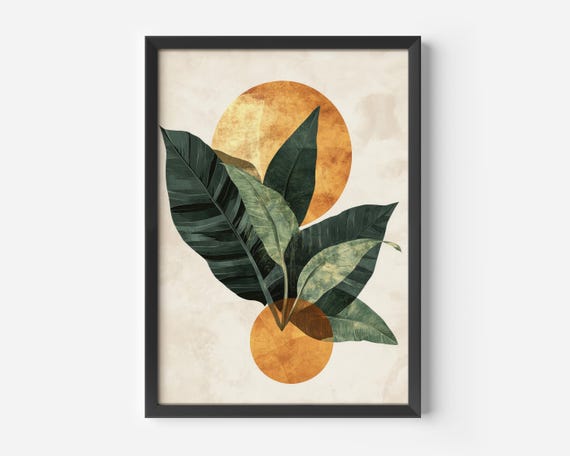 Modern Living Room Decoration Botanical Art Print Green Leaves Poster Calm Nature Prints Boho Bedroom Office
