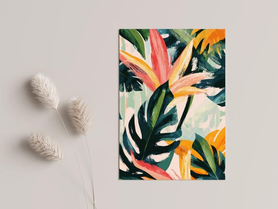 Creative Living Room Art Posters Colorful Botanical Illustrations Modern Tropical Plant Motifs Summery Scandi Hallway Office Decorations