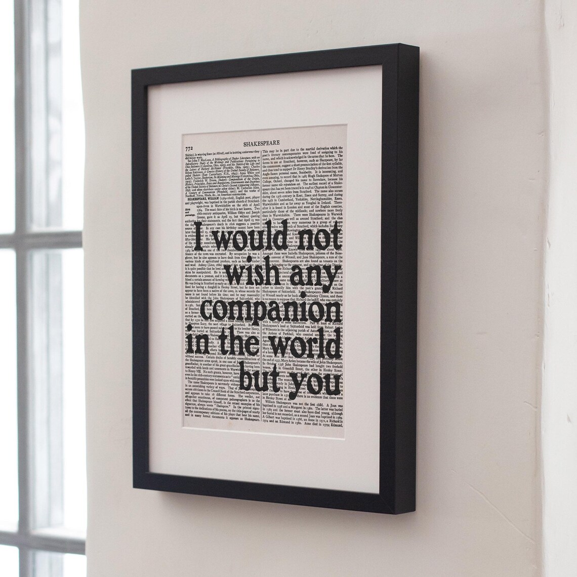Shakespeare I Would Not Wish Any Companion Tempest Dictionary Poster - Image 4