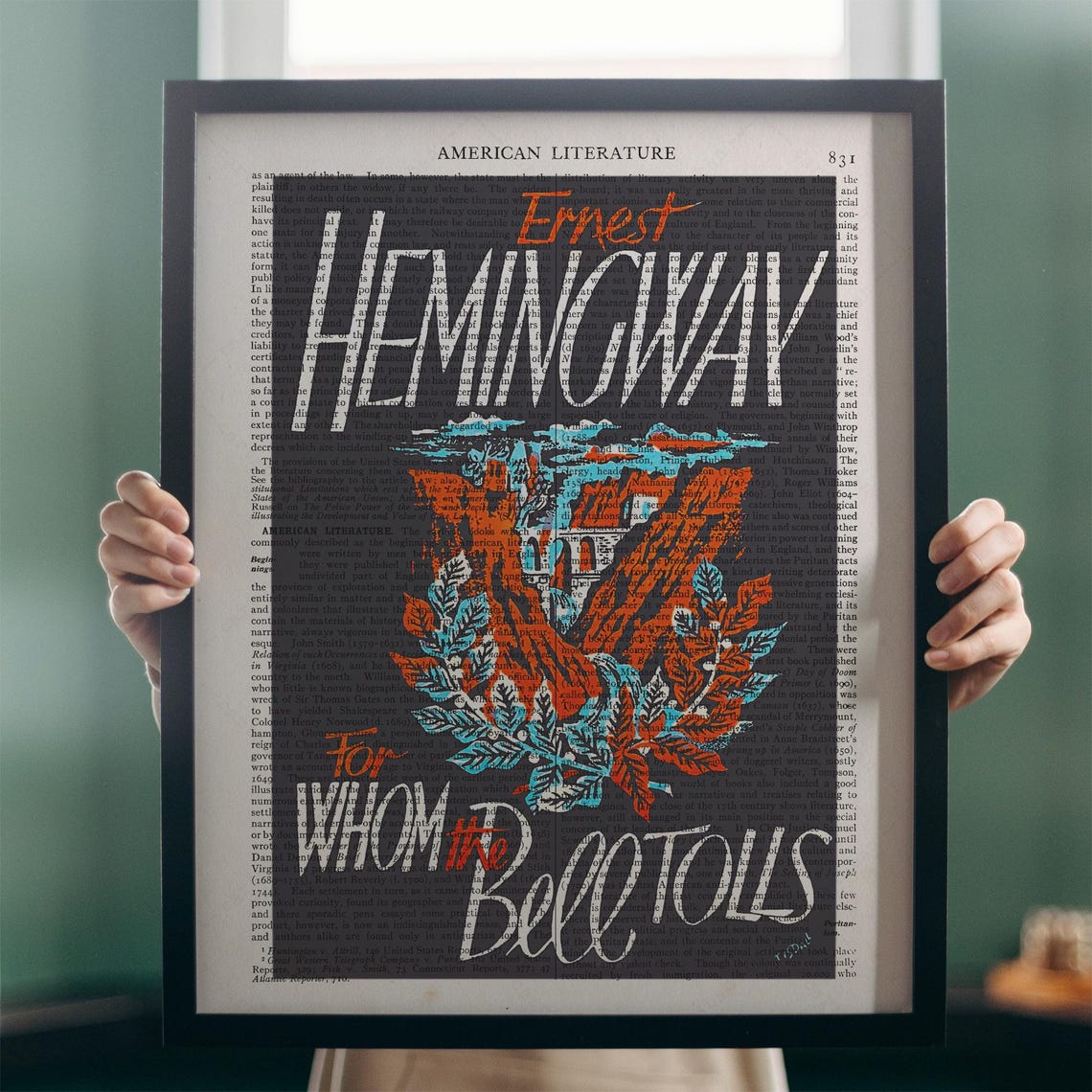 Ernest Hemingway For Whom The Bell Tolls Bell Dictionary Art Print - Image 3
