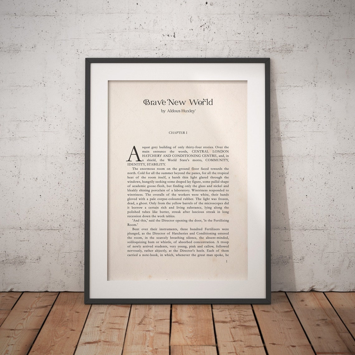 Aldous Huxley Brave New World Chapter One First Page Vintage Poster - Image 2