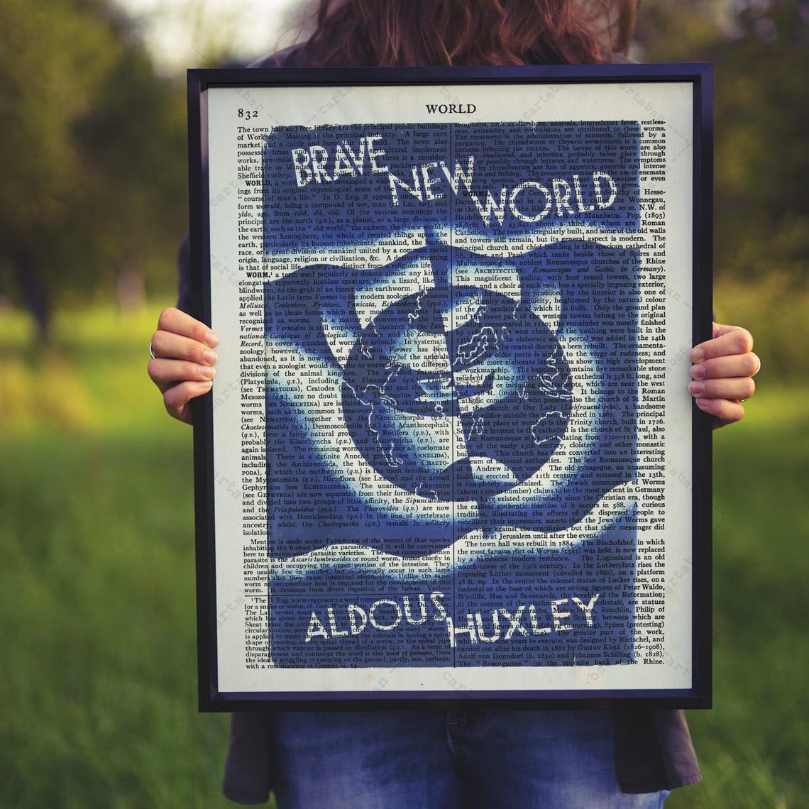 Aldous Huxley Brave New World Blue Portrait Vintage Page Art Print - Image 4