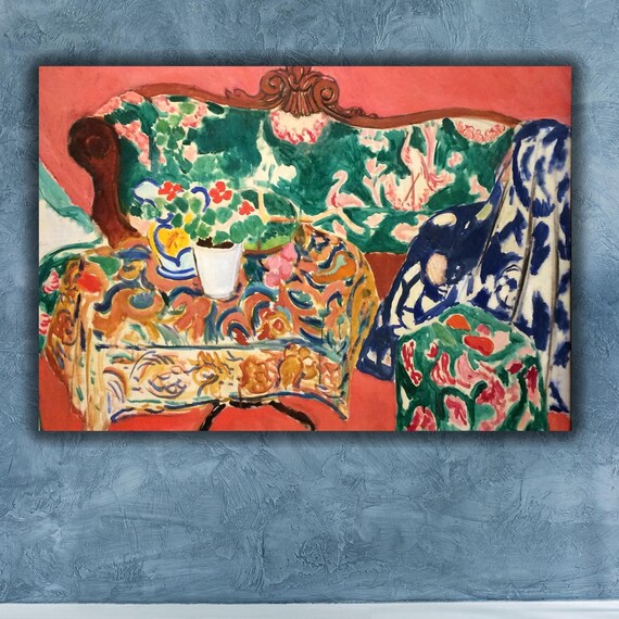Colorful Fauvist Patterned Sofa Interior Room Painting Poster