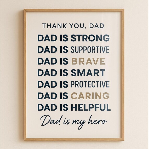 Thank You Dad Strong Supportive Hero Quote Typography Poster