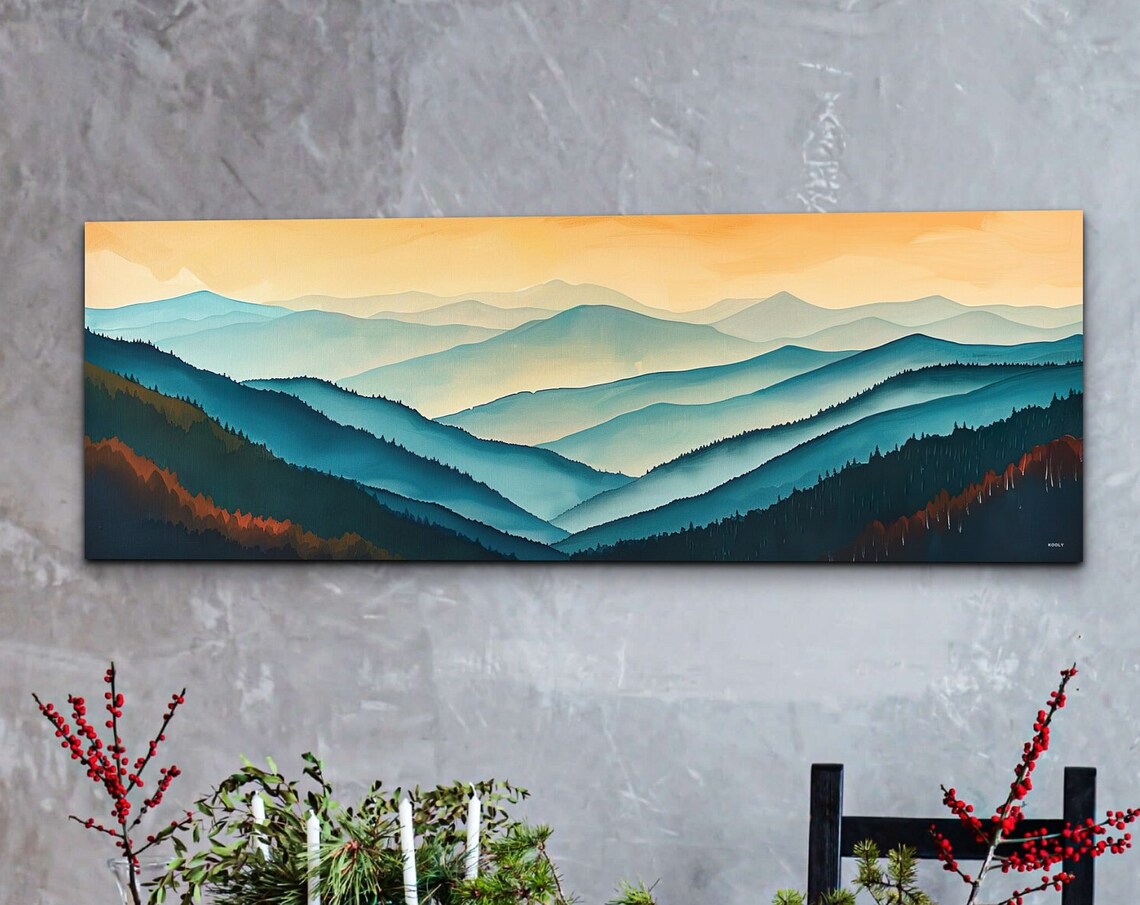 Smokey Mountain Mid-Century Modern Panoramic Art Print