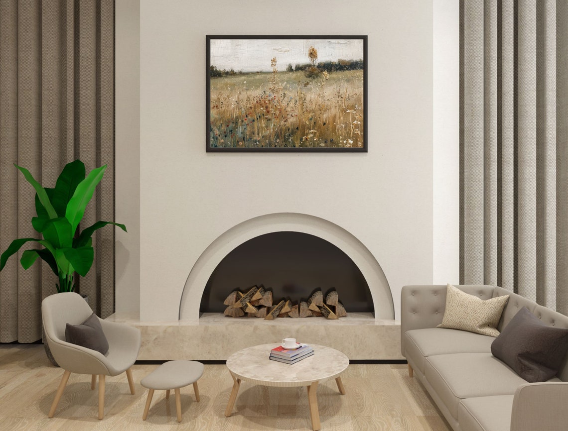 Vintage Wildflower Meadow Countryside Impressionist Art Poster - Image 3