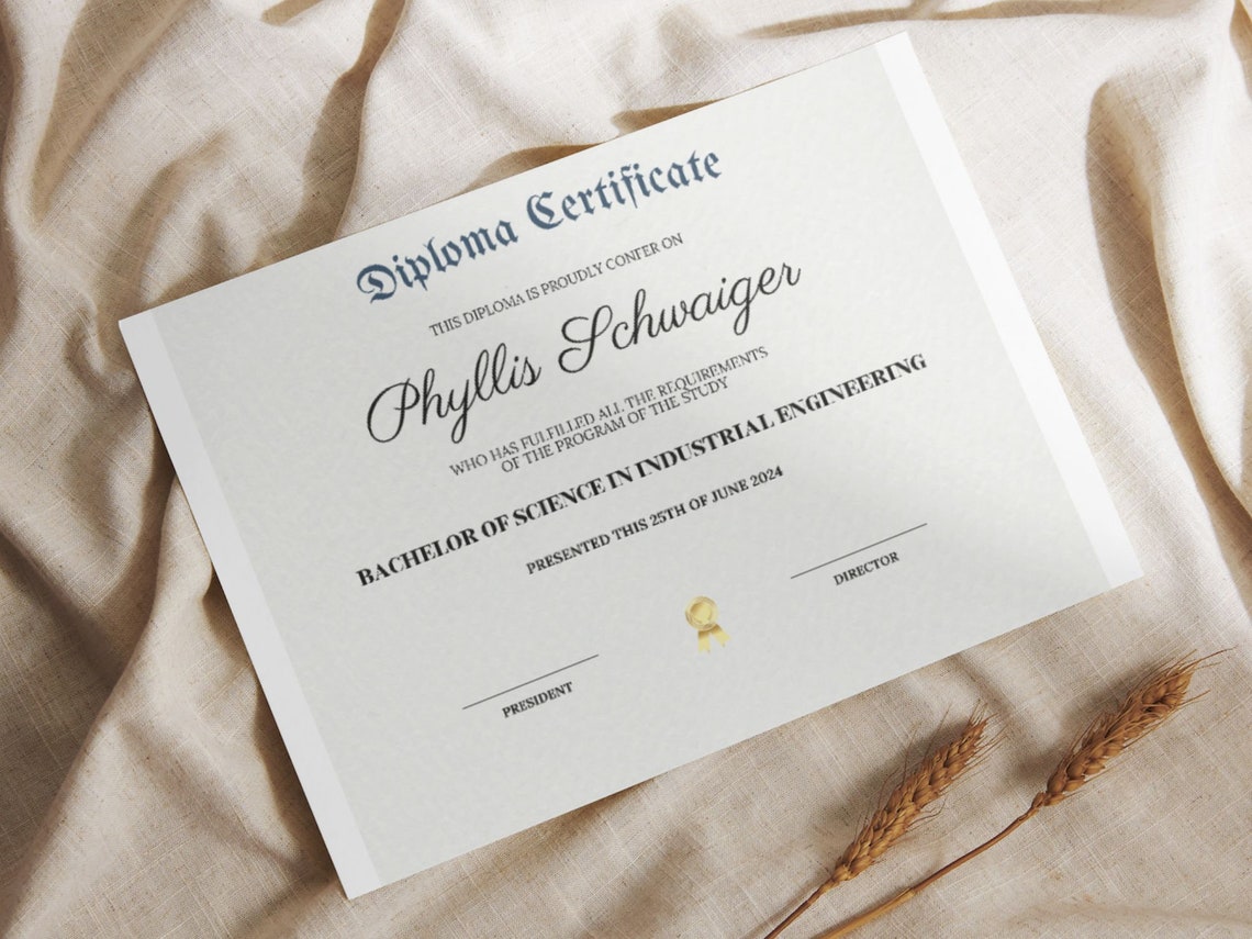 College Diploma With Gold Seal Customized University Diploma Replica Template Editable Graduation Certificate File - Image 7