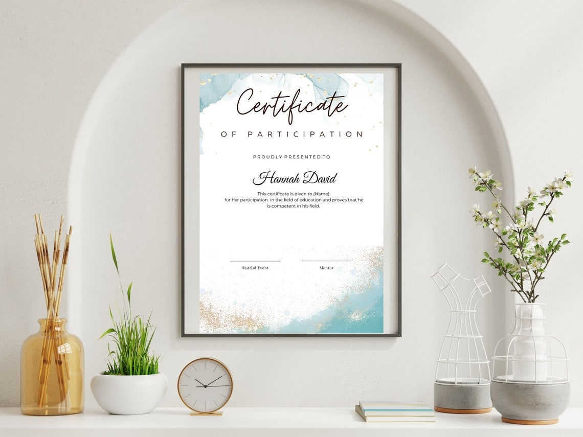Editable Certificate Of Participation Canva Template Digital Print - Image 7