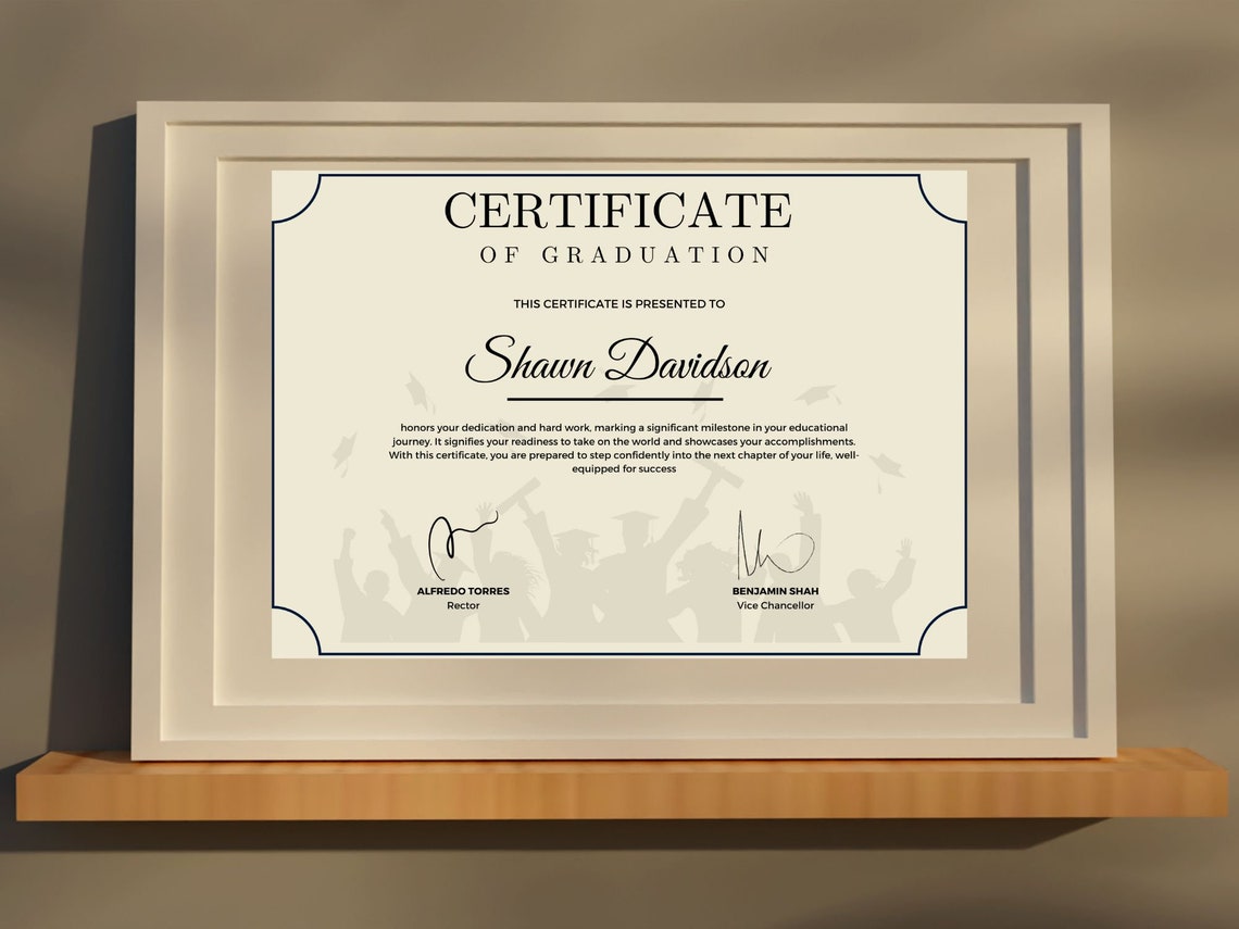 Editable Graduation Certificate Template Classic Diploma Frame Print - Image 6