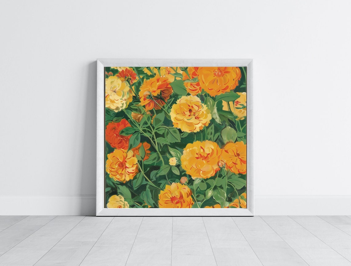 Lush Golden Yellow Roses in a Dense Painterly Summer Garden Poster - Image 7
