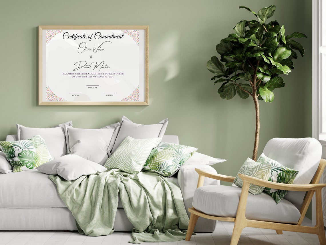 Certificate of Commitment Template Floral Couple Keepsake Print - Image 5