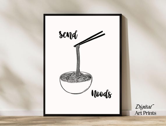 Noodles Print Cute Kitchen Wall Art Minimalist Food Art Takeout Print Aesthetic Kitchen Decor Funny Wall Art 1 Print