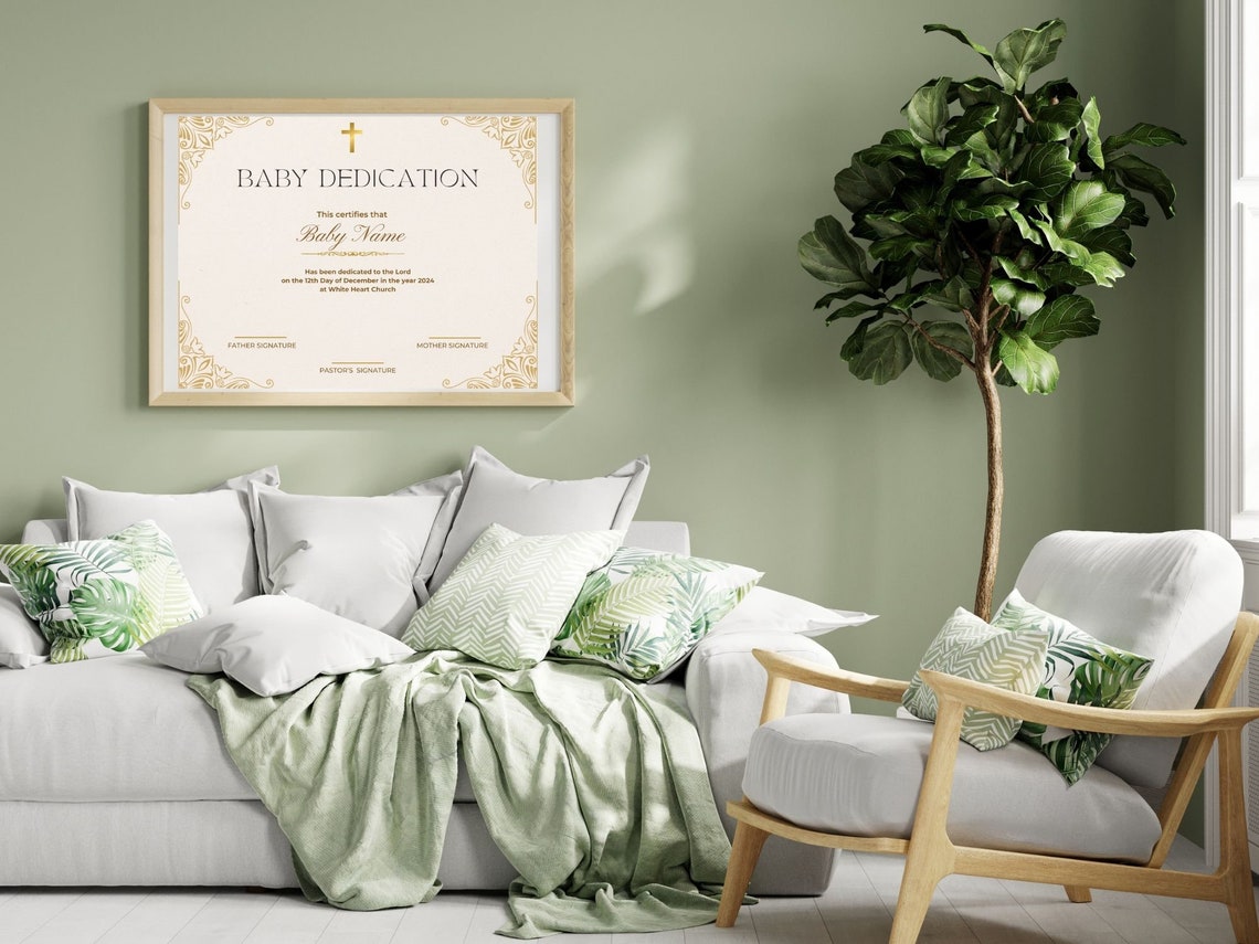 Baby Dedication Certificate Template Gold Cross Printable Print - Image 6