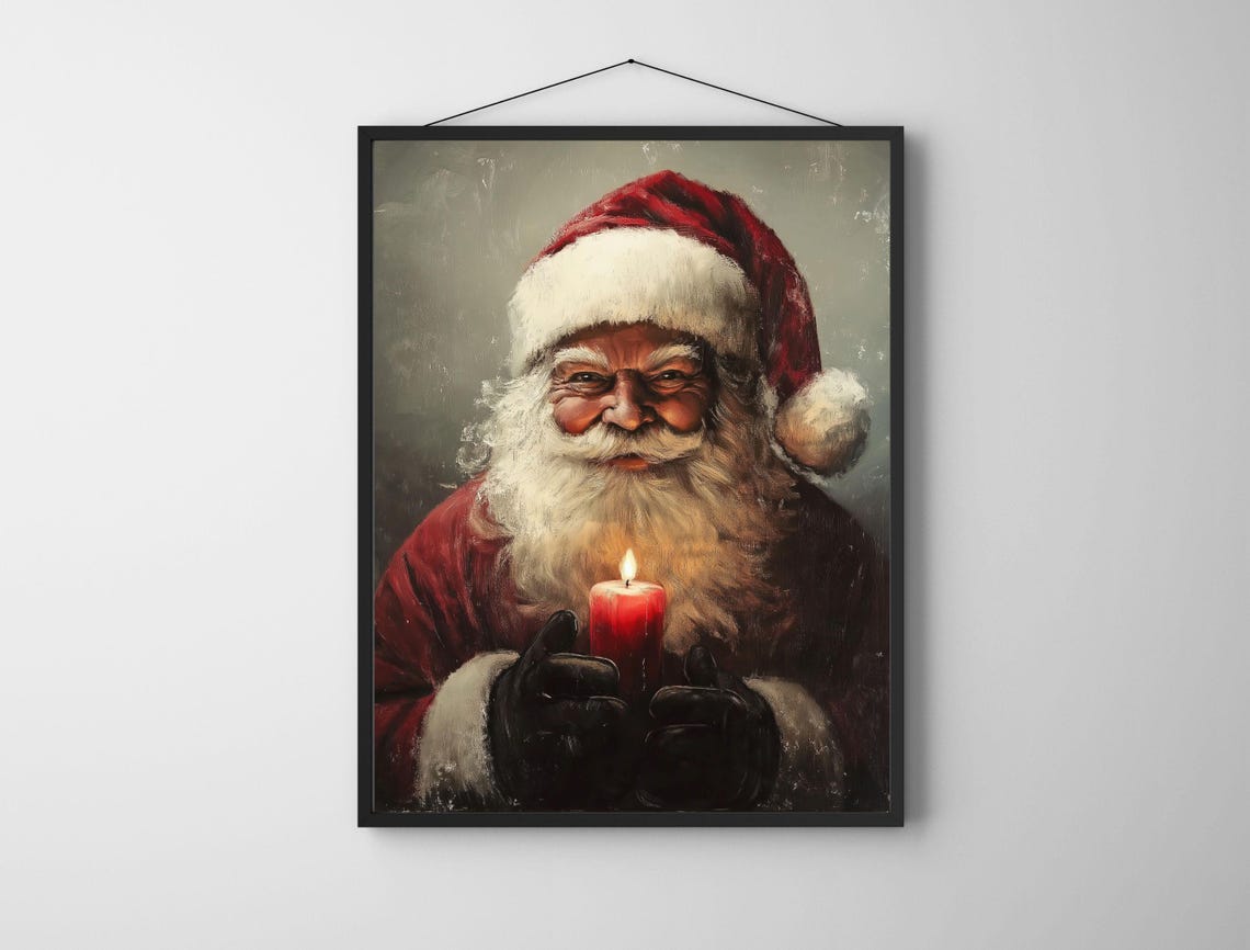 Santa Claus Holding Red Candle Christmas Portrait Holiday Poster - Image 6