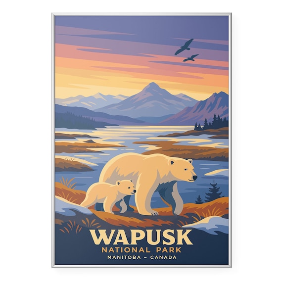 Wapusk National Park Manitoba Canada Polar Bear Sunset Wildlife Poster