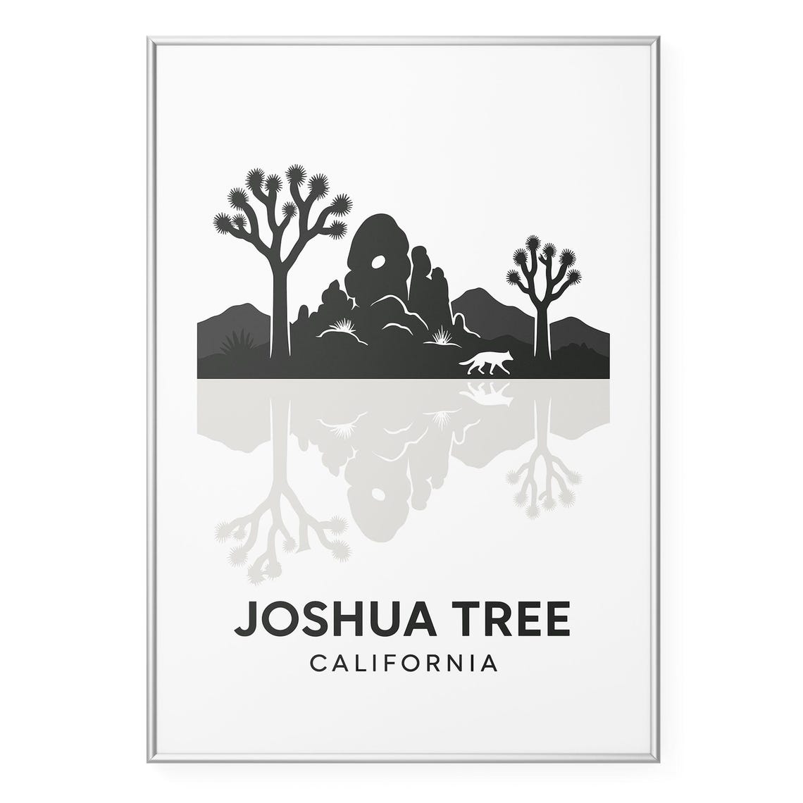 Joshua Tree California Minimalist Desert Coyote Silhouette Poster