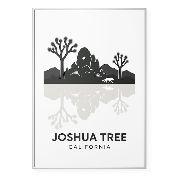 Joshua Tree California Minimalist Desert Coyote Silhouette Poster