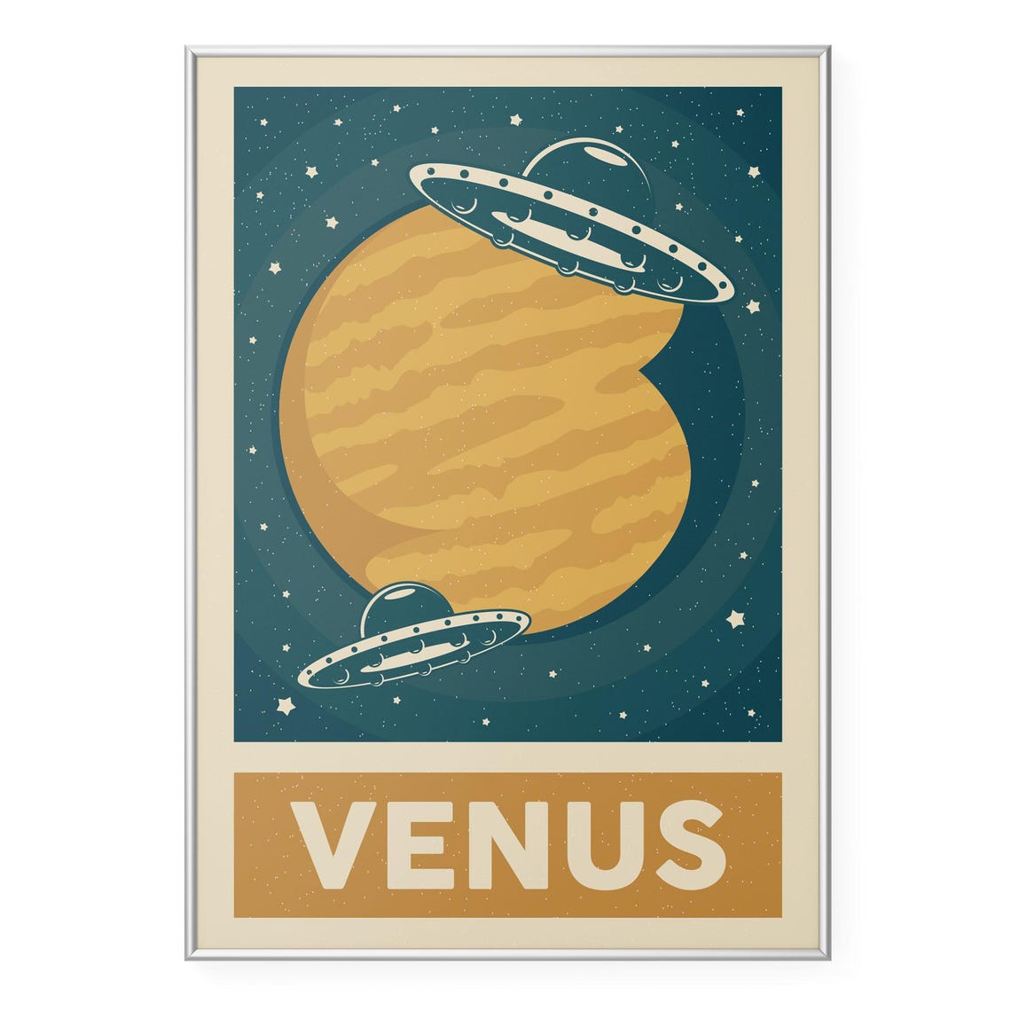 Retro Venus Planet UFO Flying Saucer Vintage Space Poster Art