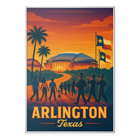 Arlington Texas Photo Print Longhorn Pride Poster Att Stadium Wall Art Modern Office Home Decor