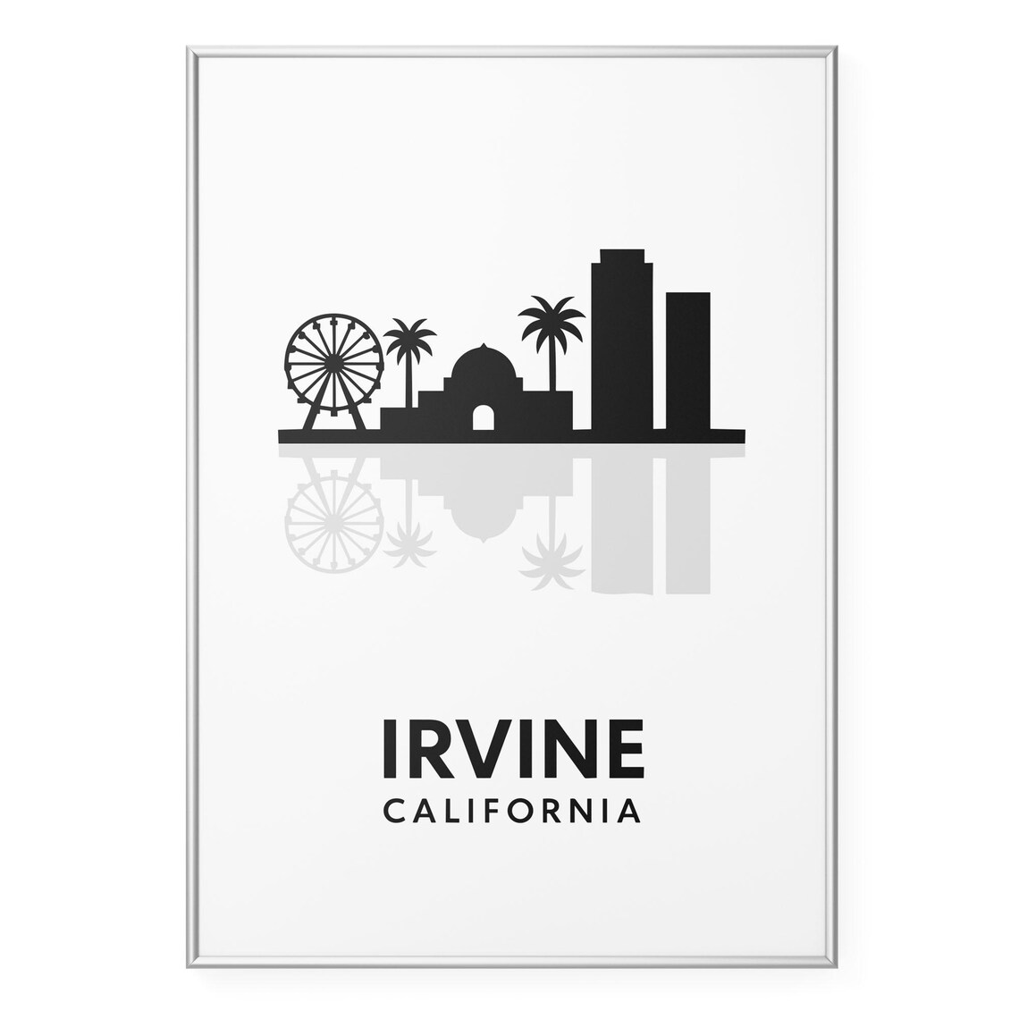 Irvine California Skyline Ferris Wheel Silhouette Travel Poster