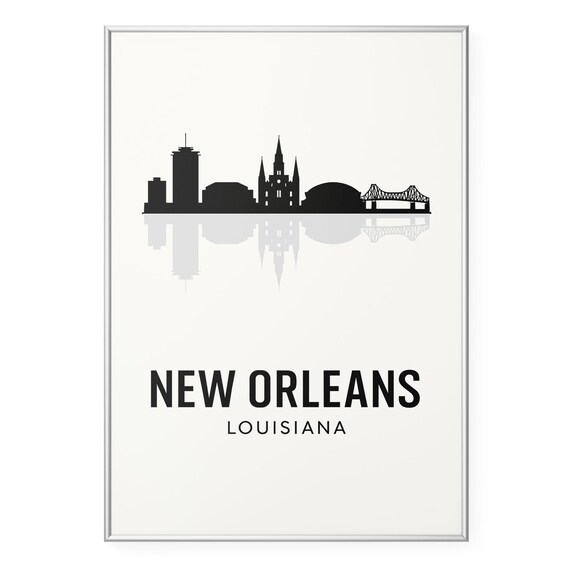 New Orleans Louisiana Skyline Cathedral Bridge Minimalist Poster