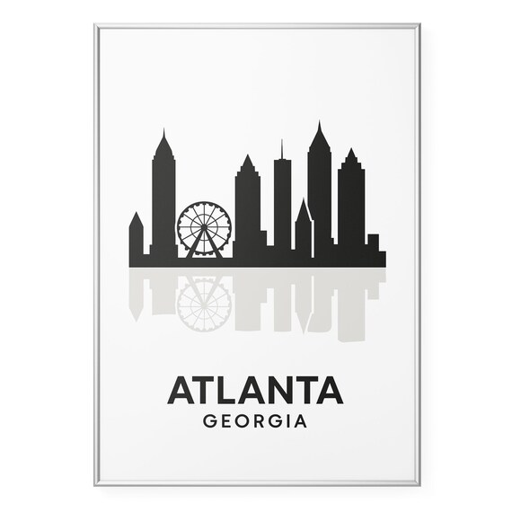 Atlanta Georgia Downtown Skyline Silhouette Ferris Wheel Poster