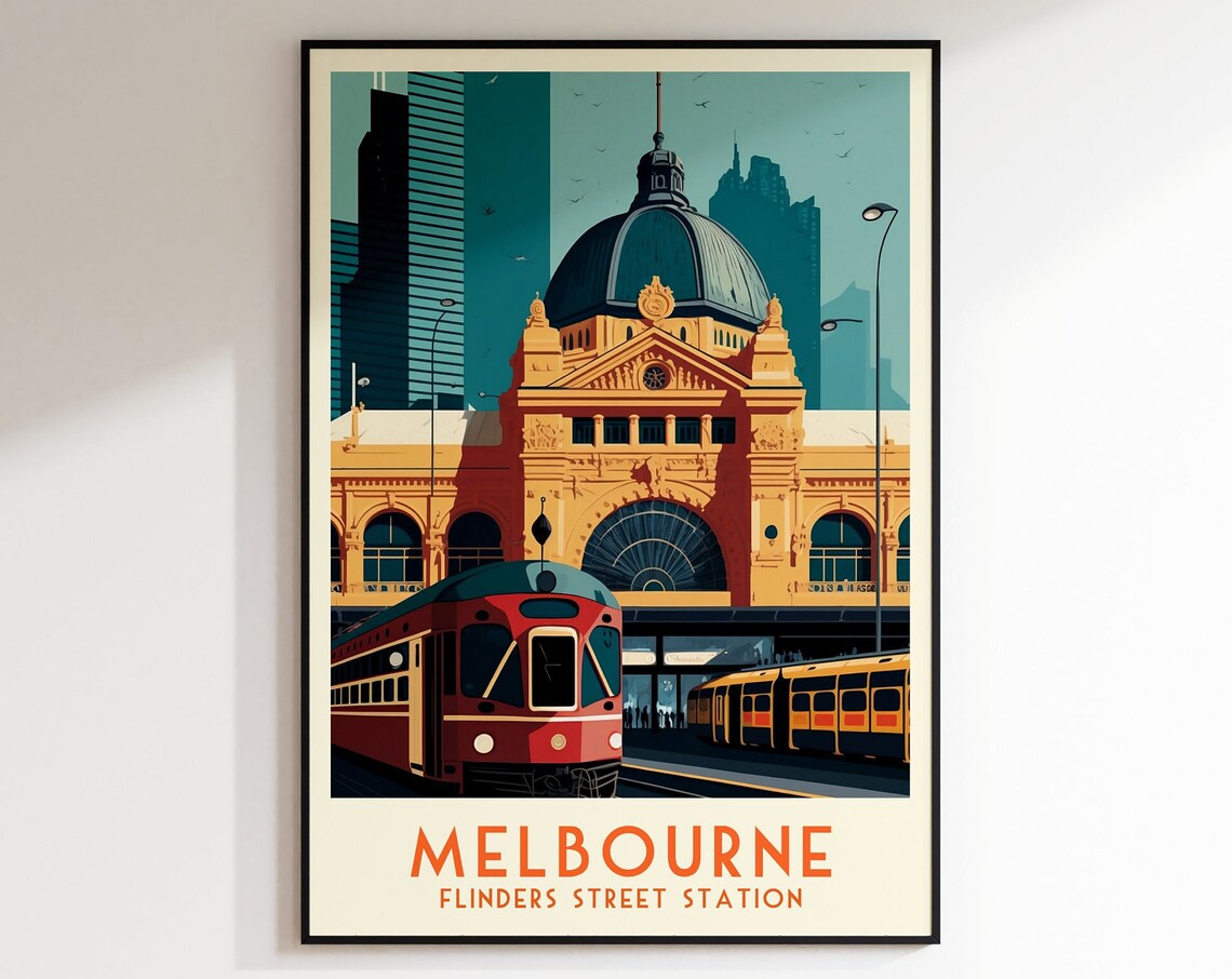 Melbourne Flinders Street Station Vintage Retro Travel Poster - Image 4