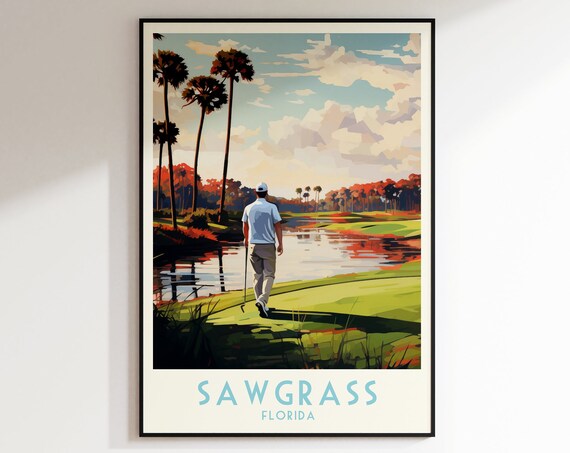 Sawgrass Golf Course Print United States Florida Golf Course Poster Home Decor Retro Wall Art Wedding Giftbirthday Gift Print