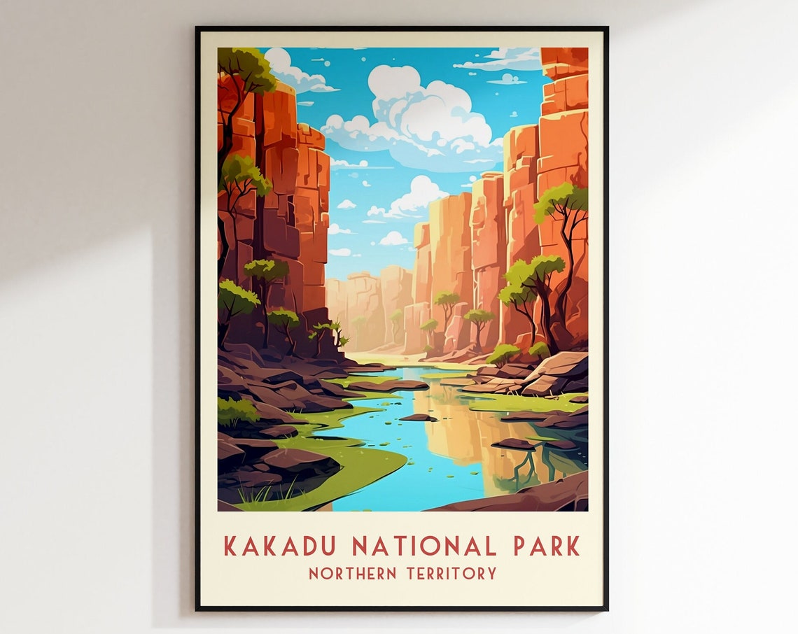 Kakadu National Park Gorge River Red Cliffs Outback Travel Poster