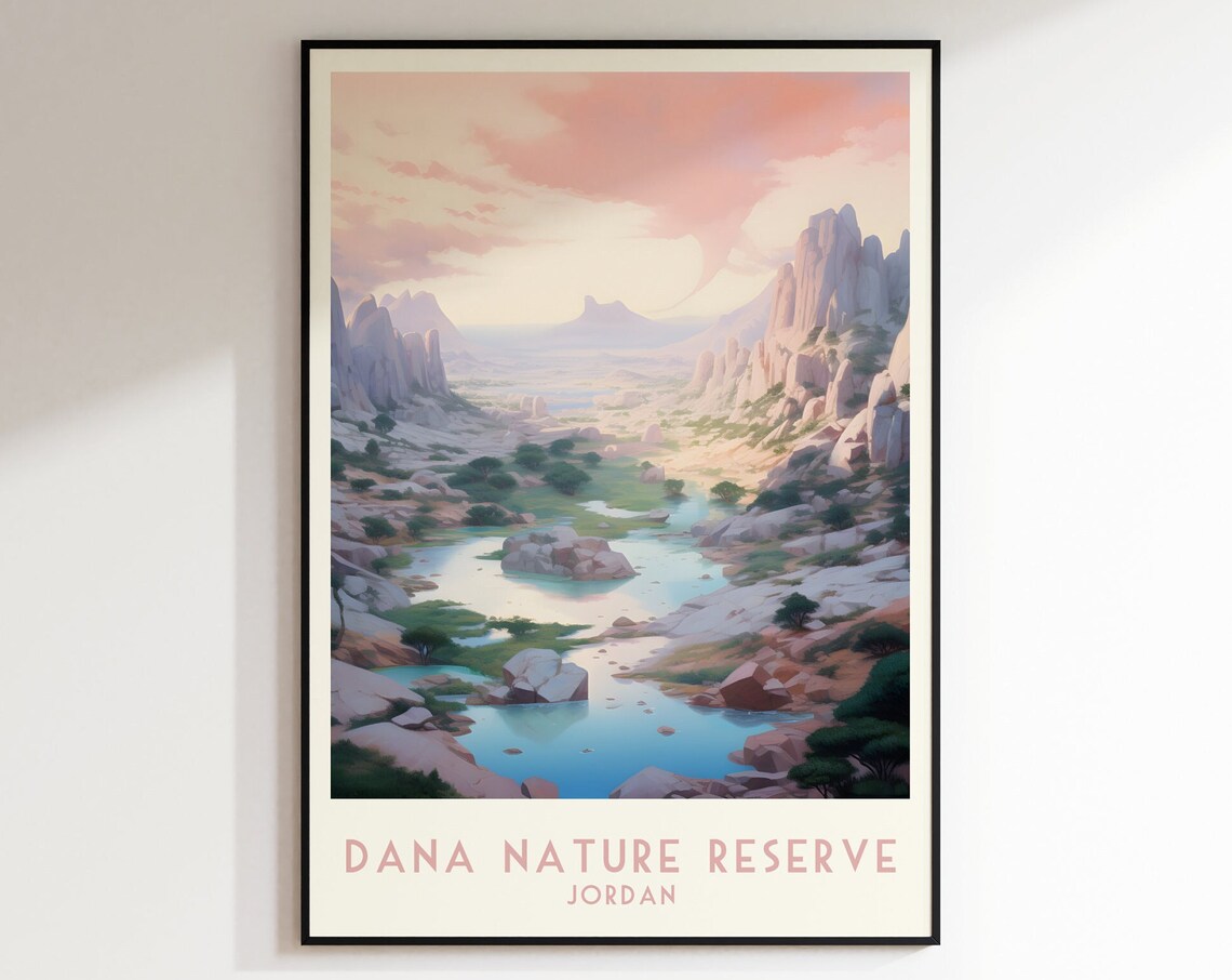 Dana Nature Reserve Jordan Canyon Oasis Vintage Travel Poster