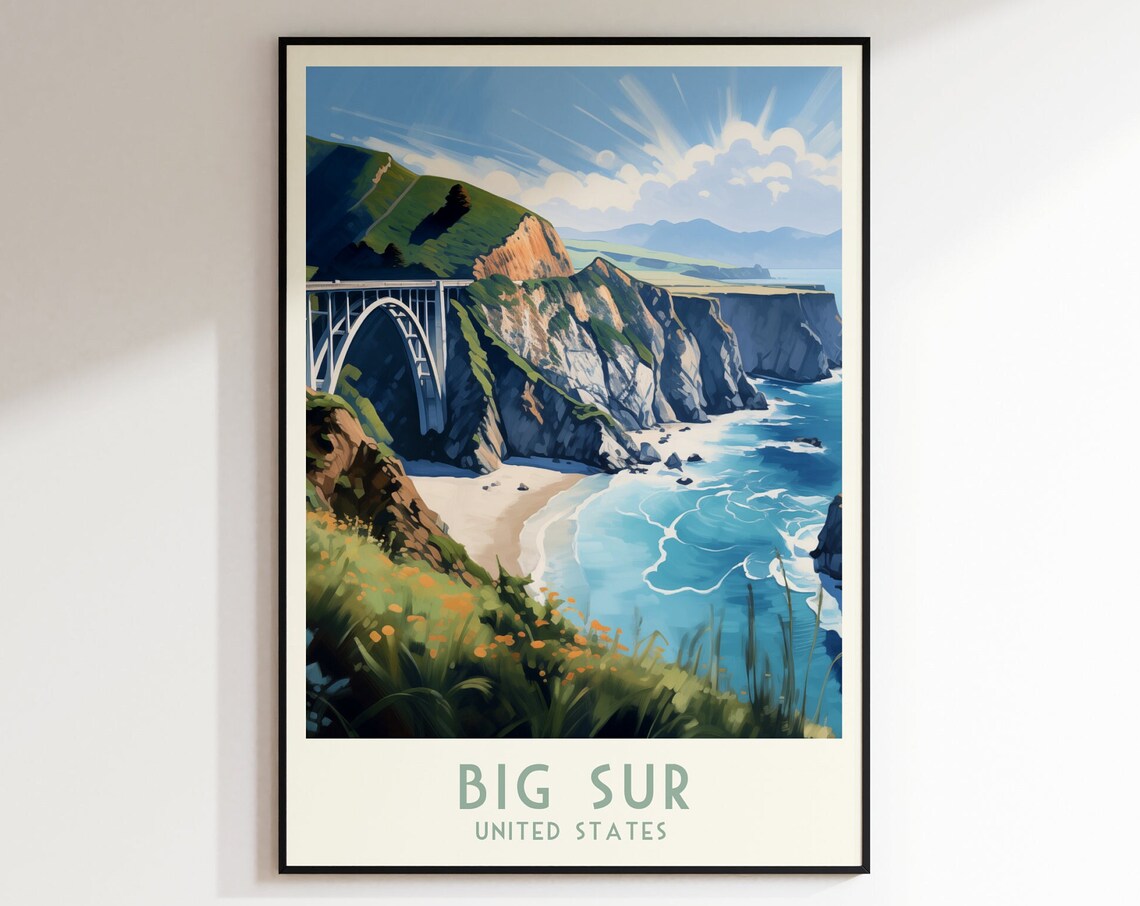 Big Sur California Bixby Creek Bridge Coastal Cliffs Travel Poster