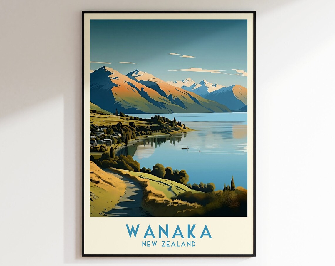 Wanaka Travel Print New Zealand Print New Zealand Wall Art Home Decor Wedding Gift Birthday Gift Print Poster Downloads