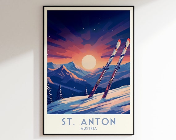 St Anton Ski Print Austria Print Austria Poster Home Decor Wall Art Wedding Gift Birthday Gift Print St Anton Poster