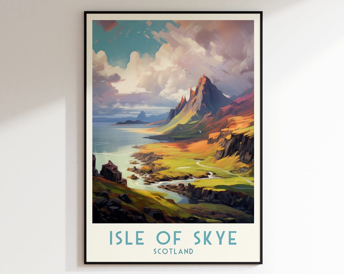 Isle of Skye Scotland Jagged Peaks Golden Autumn Coast Poster