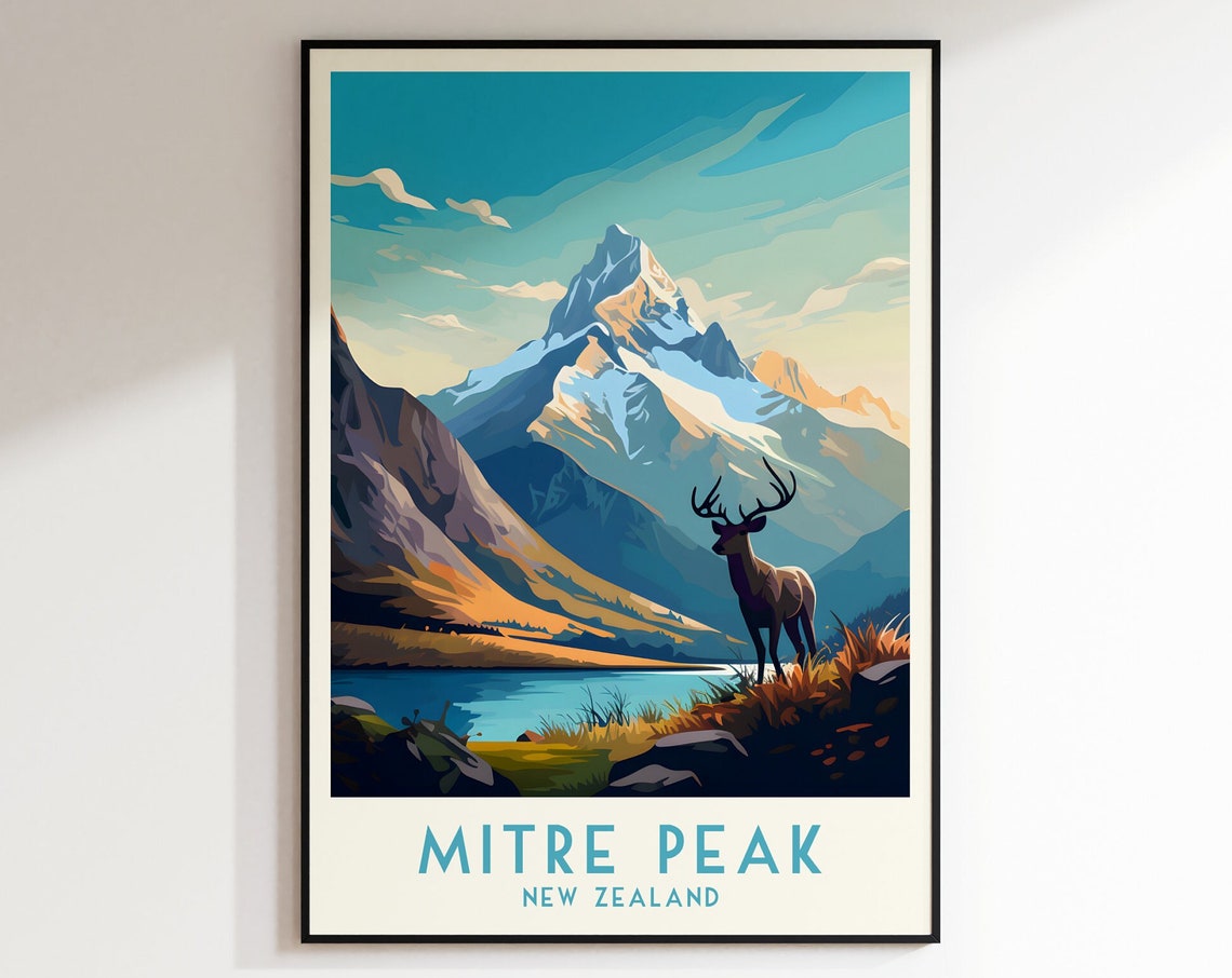 Mitre Peak Travel Print New Zealand Print New Zealand Wall Art Home Decor Wedding Gift Birthday Gift Print Poster Downloads