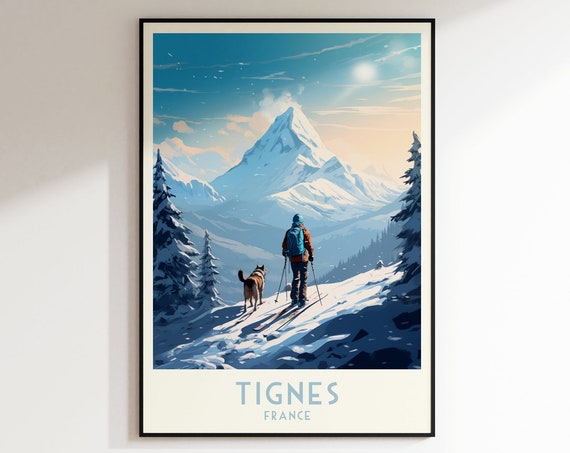 Tignes Ski Print France Print France Home Decor Retro Wall Art Wedding Gift Birthday Gift Print Poster Ski Resort Print