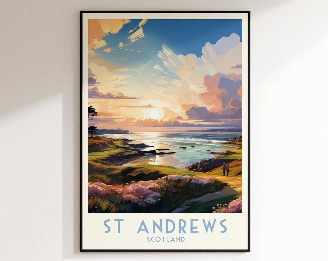 St Andrews Golf Course Print Scotland Golf Poster Home Decor Retro Wall Art Wedding Gift Birthday Gift Print