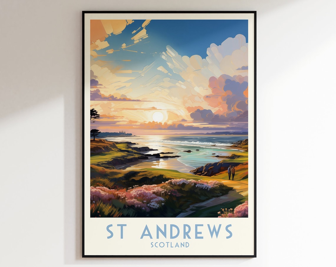 St Andrews Scotland Golf Coast Sunrise Heather Bloom Travel Poster