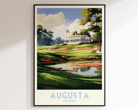 Augusta Golf Course Print United States Georgia Home Decor Retro Wall Art Wedding Gift Birthday Gift Print Augusta Poster