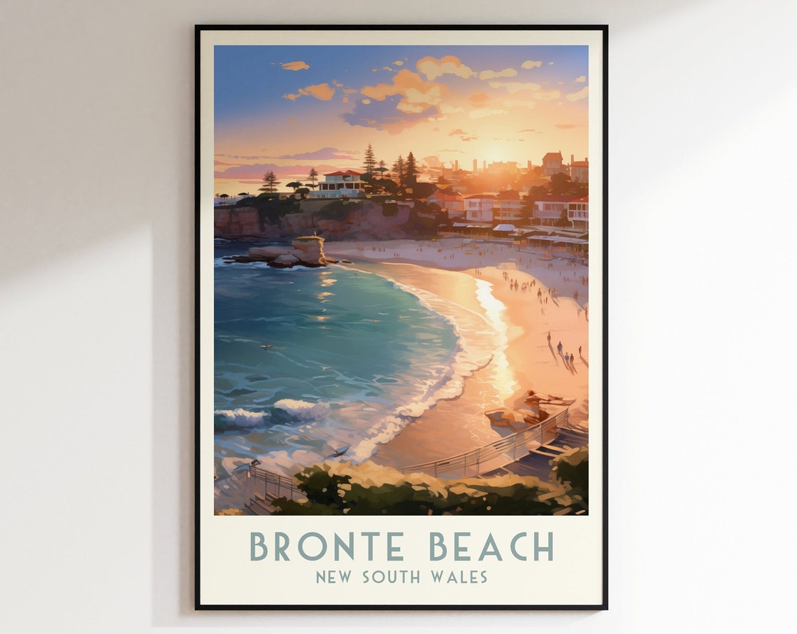 Bronte Beach New South Wales Sunset Cove Waves Travel Poster