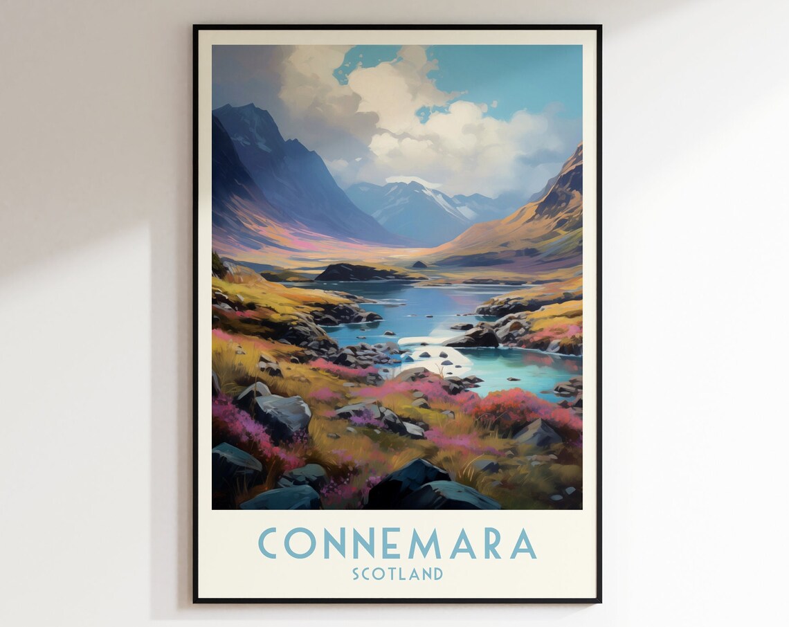 Connemara Scotland Highland Mountain Valley River Landscape Poster
