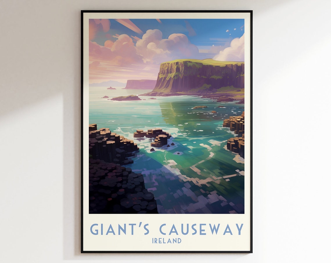 Giant's Causeway Ireland Basalt Cliffs Ocean Coast Travel Poster